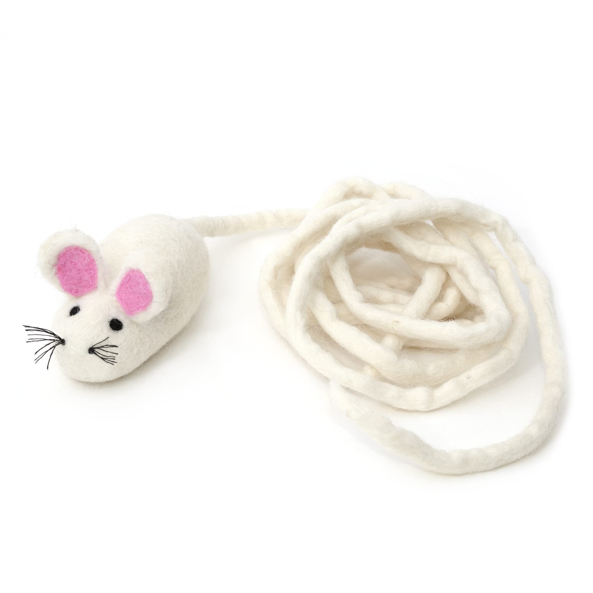 Glaciart One Felt Mouse Cat Toy - Soft Fuzzy Enrichment 100% Natural Wool - Interactive Catnip Play Cat Toy Set - Safe For Pets,