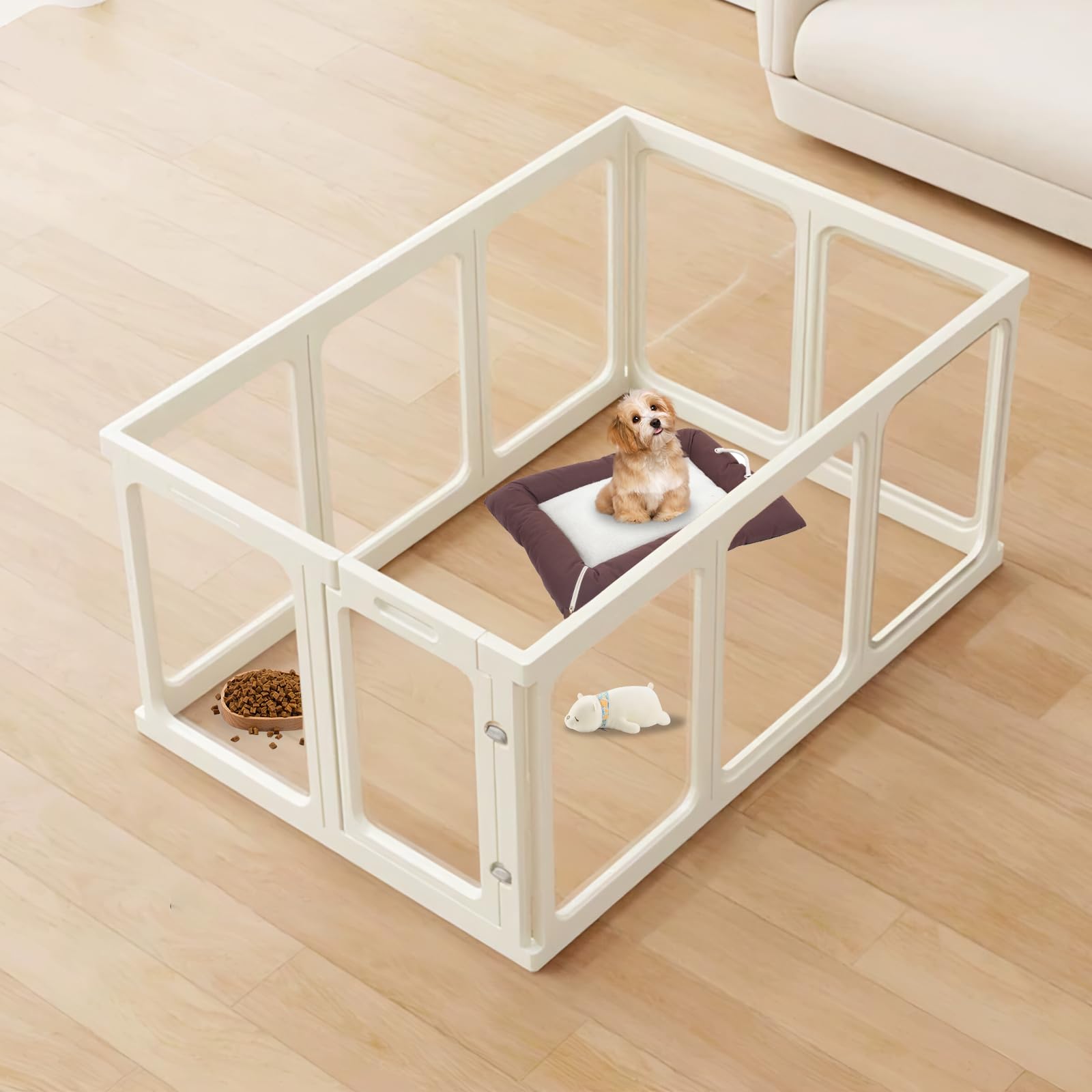 Theyfirst Clear Acrylic Dog Playpen Indoor, 24'' Tall Puppy Play Pen With Door For Cat Bunny Small Animals, Transparent Doggie F
