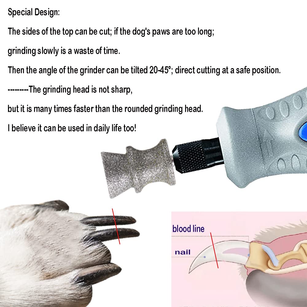 Kitguard Diamond Dremel Dog Nail Grinder Bits For Rotary Tool-1/8'' Dremel Dog Nail Grinder Attachment-Pet Nail Grinder Bit Work