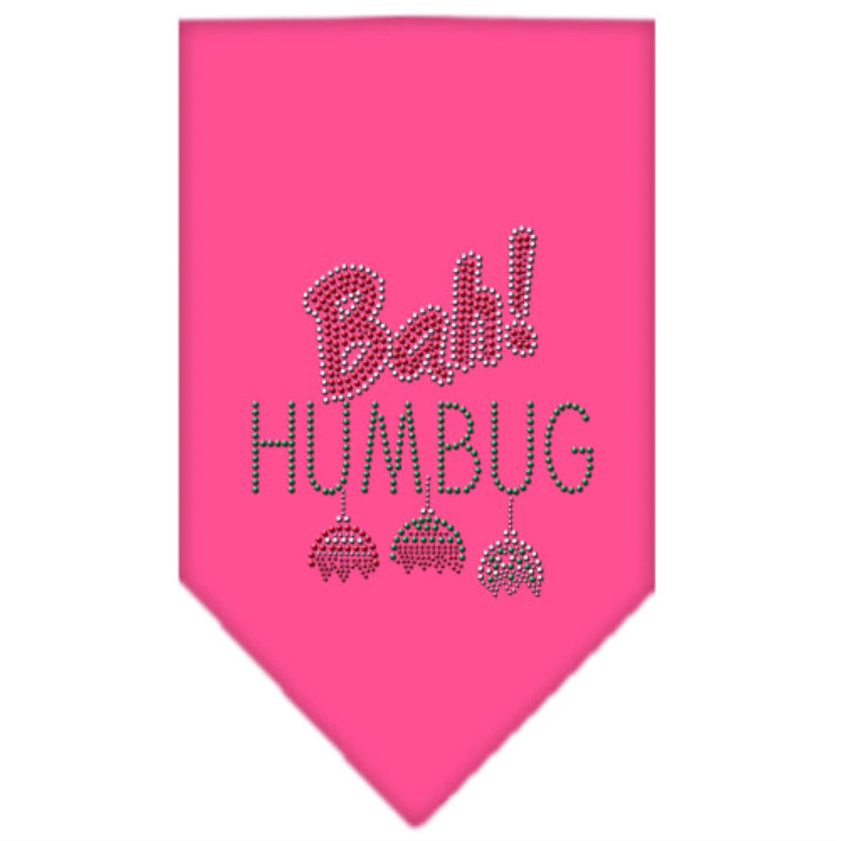 Christmas Pet and Dog Bandana Rhinestone, Bah Humbug Bright Pink Large