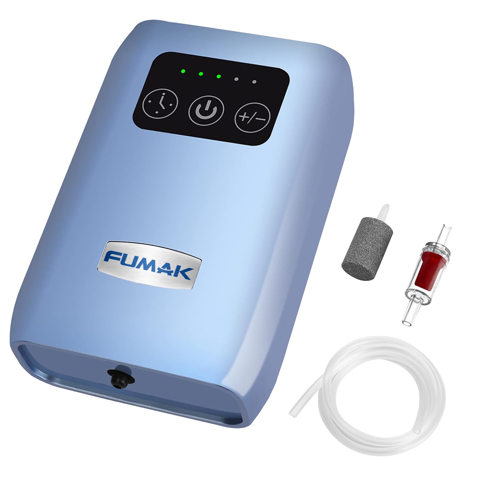 FUMAK Aquarium Air Pump, USB Rechargeable Lithium Battery Powered Portable Air Pump for Fish Tanks up to 60 Gallons, AC/DC Dual 