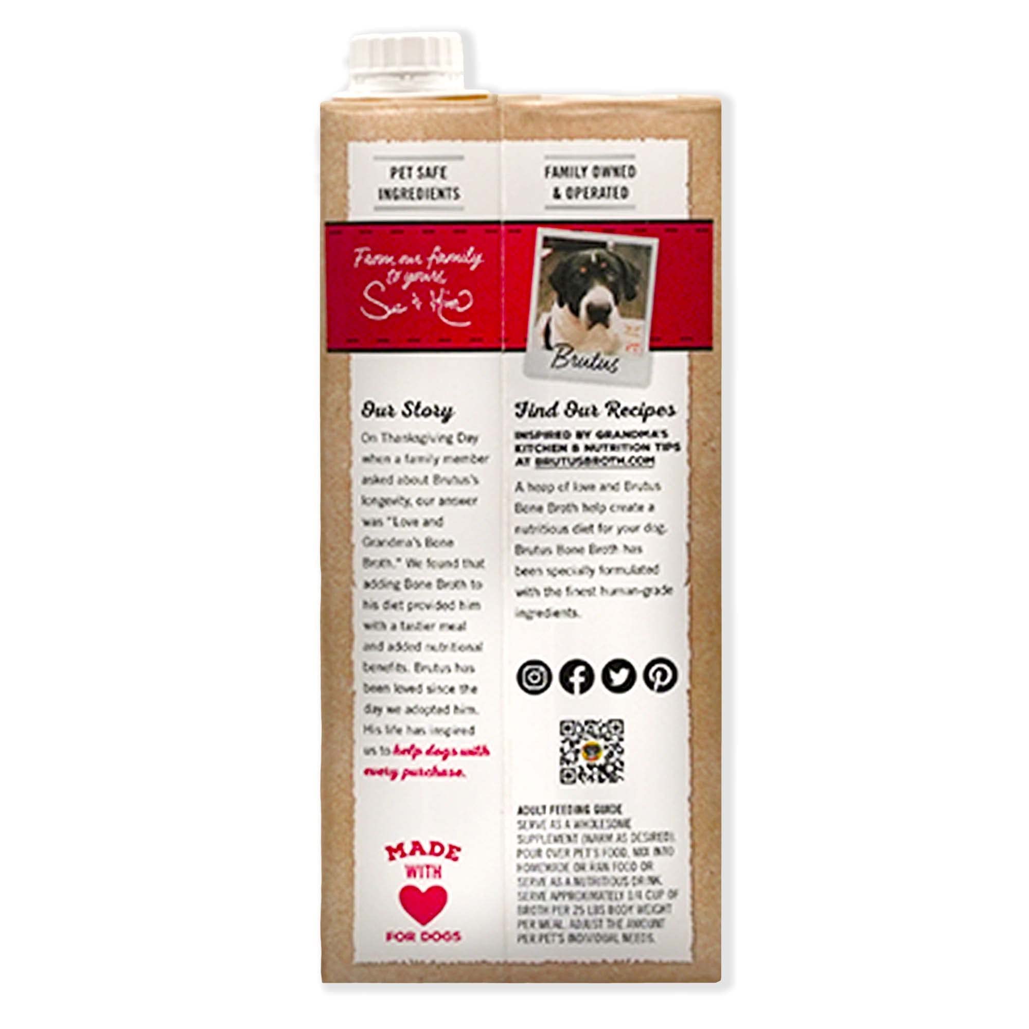 Brutus Bone Broth for Dogs | All Natural | Made in USA | Glucosamine & Chondroitin for Healthy Joints | Human Grade Ingredients