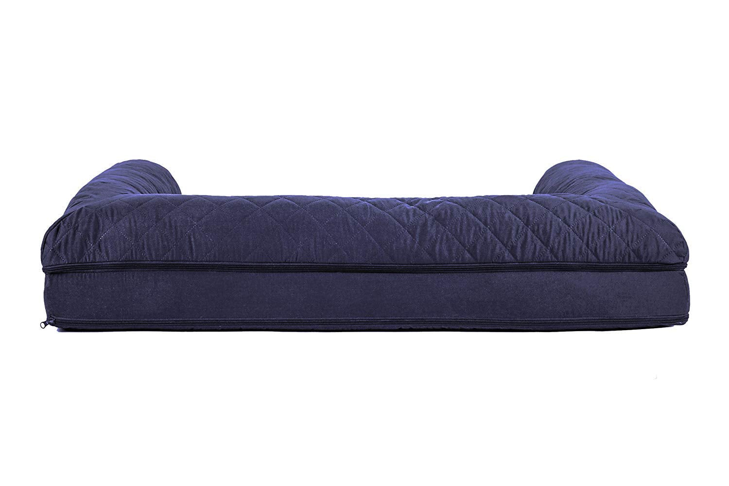 Furhaven Cooling Gel Dog Bed for Large Dogs w/ Removable Bolsters & Washable Cover, For Dogs Up to 95 lbs - Quilted Sofa - Navy