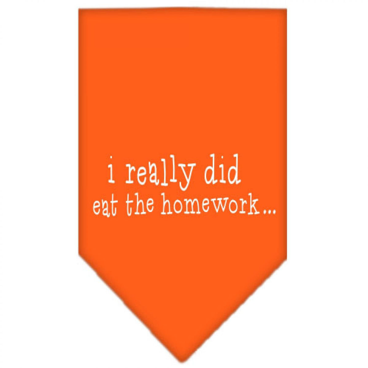 Pet and Dog Bandana Screen Printed, &quot;I Really Did Eat The Homework&quot; Orange Small