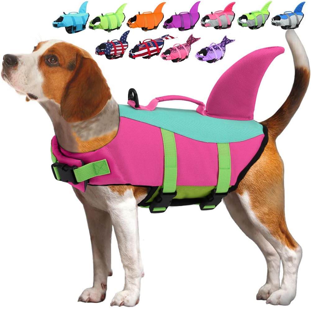 Emust Large Dog Life Jacket, Dog Life Vests For Swimming, Adjustable Small/Medium/Large Dog Flotation Vest For Water At Pool, Be