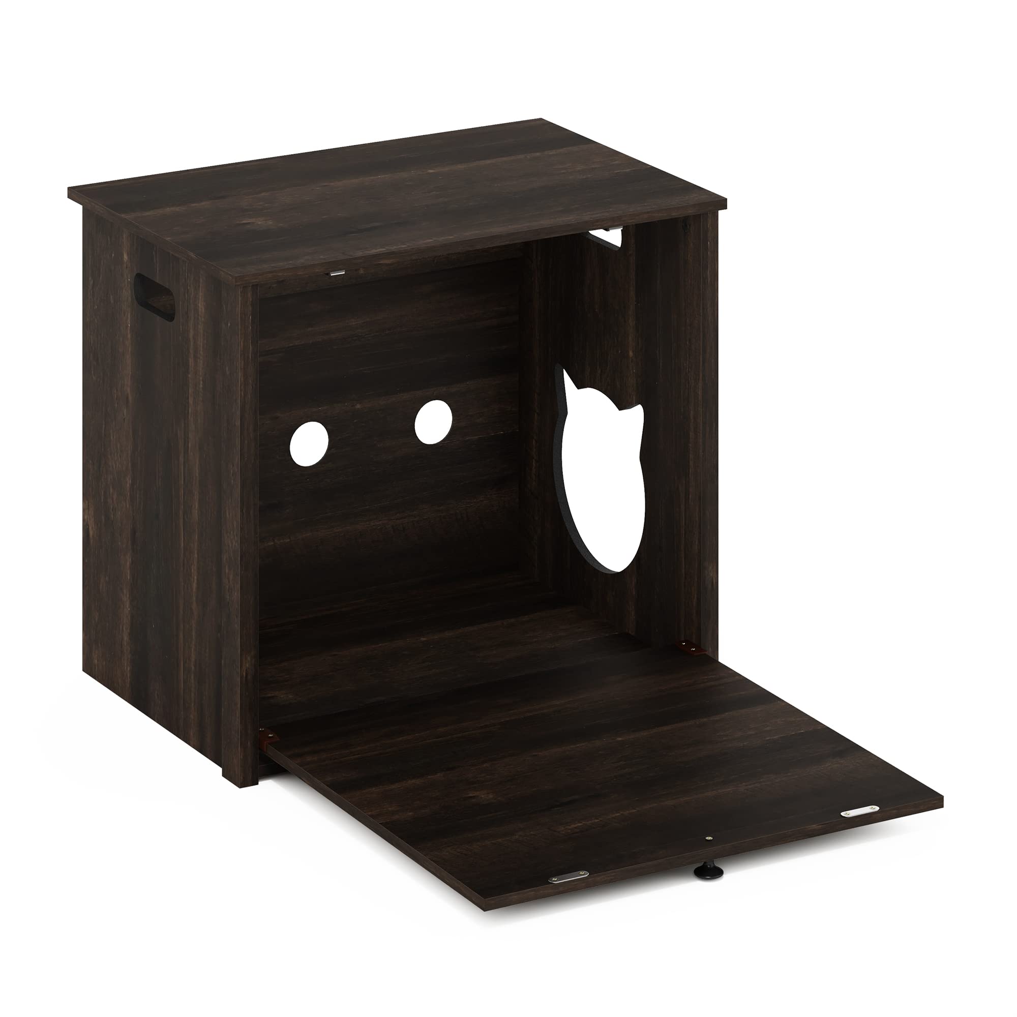 Furinno Peli Small Cat Litter Box Enclosure With Single Door, Ebony