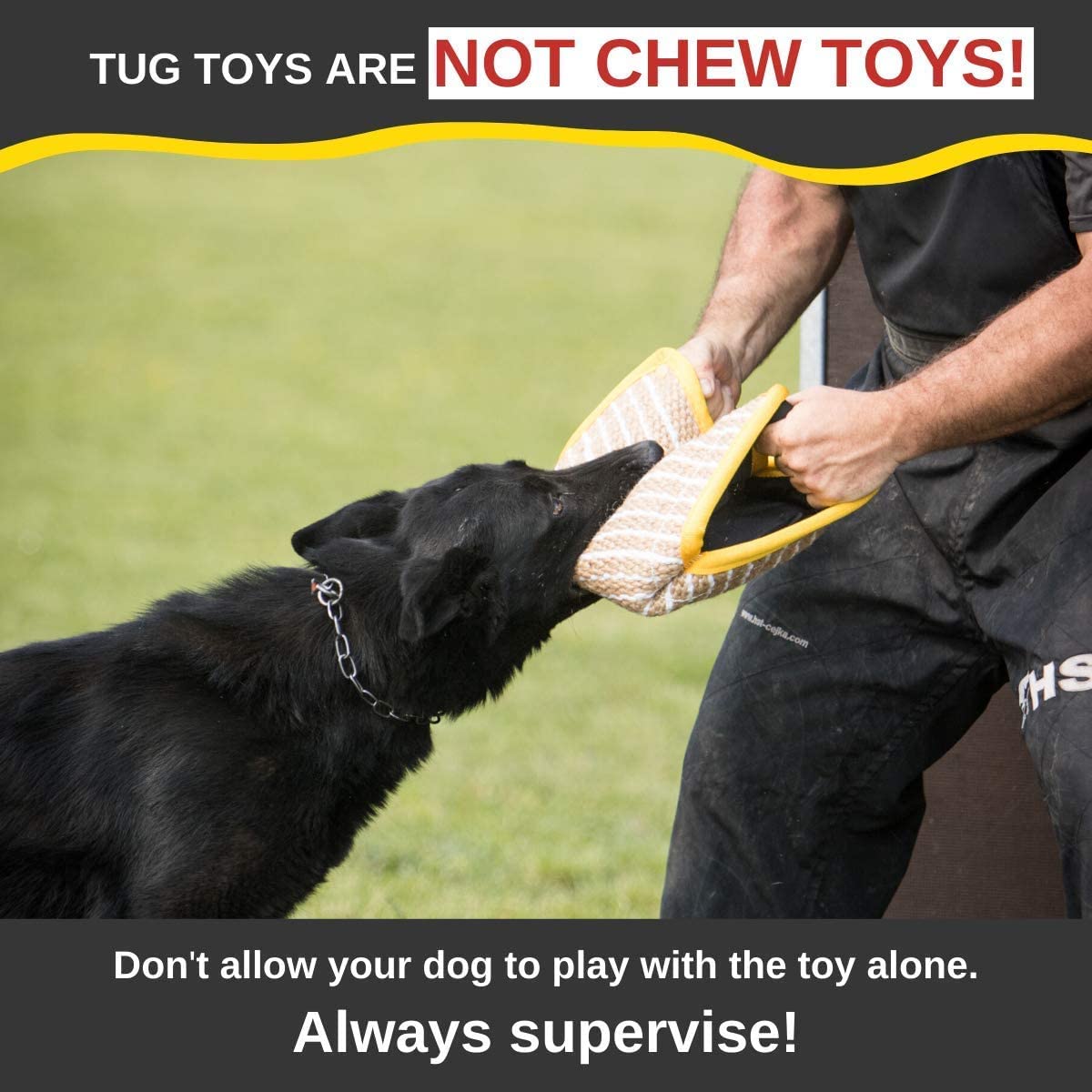 Yes4Quality Durable Dog Bite Wedge 13X10 Inches, Safe Biting Pillow W/ 2 Comfy & Strong Handles, Tough Jute Tug Toy For Med To Large Dogs, Ideal For Tug Of War, K9, Ipo Schutzhund & Puppy Training