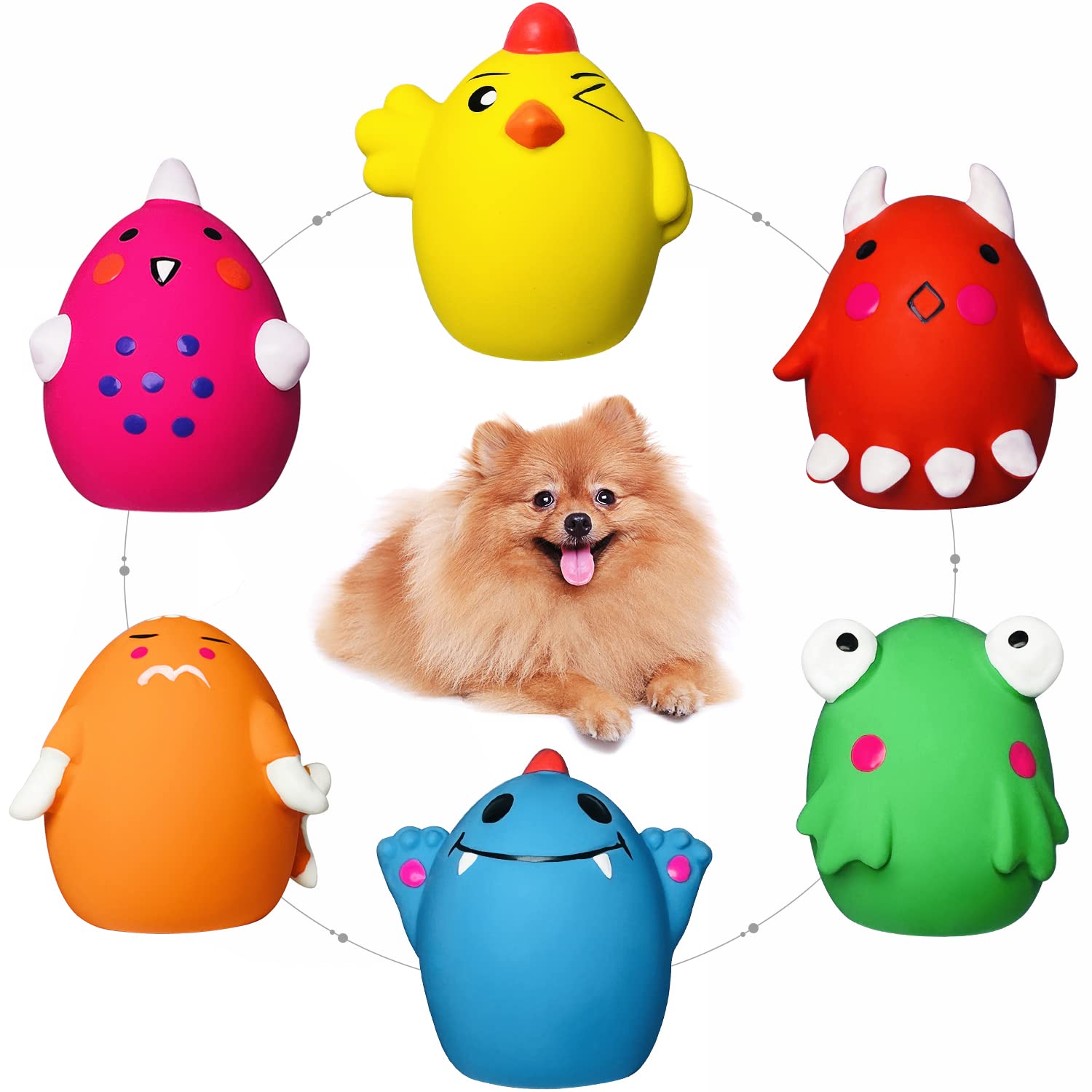 HOLYSTEED Squeaky Dog Toys for Small Dogs and Medium Breeds, Puppy Small Dog Toys Squeaky Dog Balls 6pcs (2.0 * 2.0 * 2.7inch, f