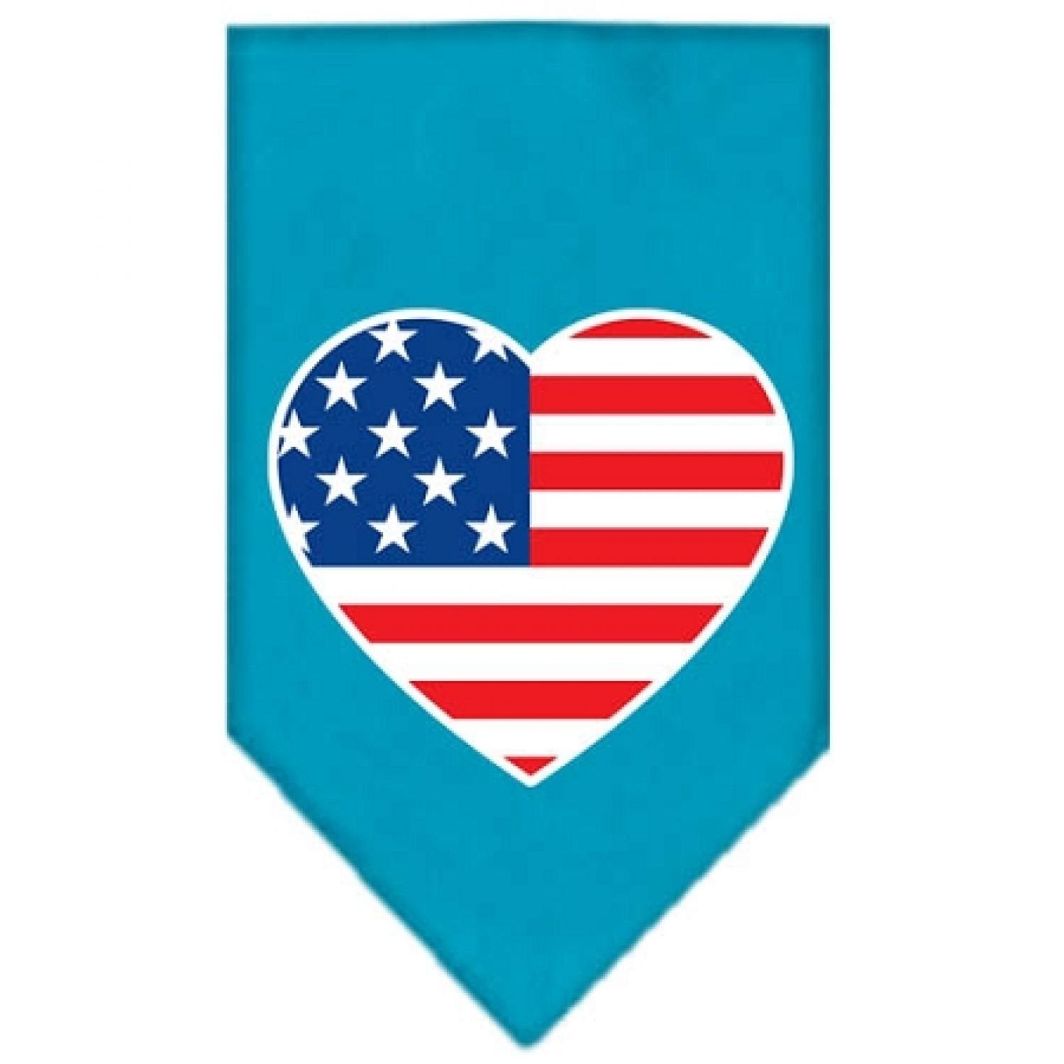 Mirage Pet Products American Flag Heart Screen Print Bandana Turquoise, Small