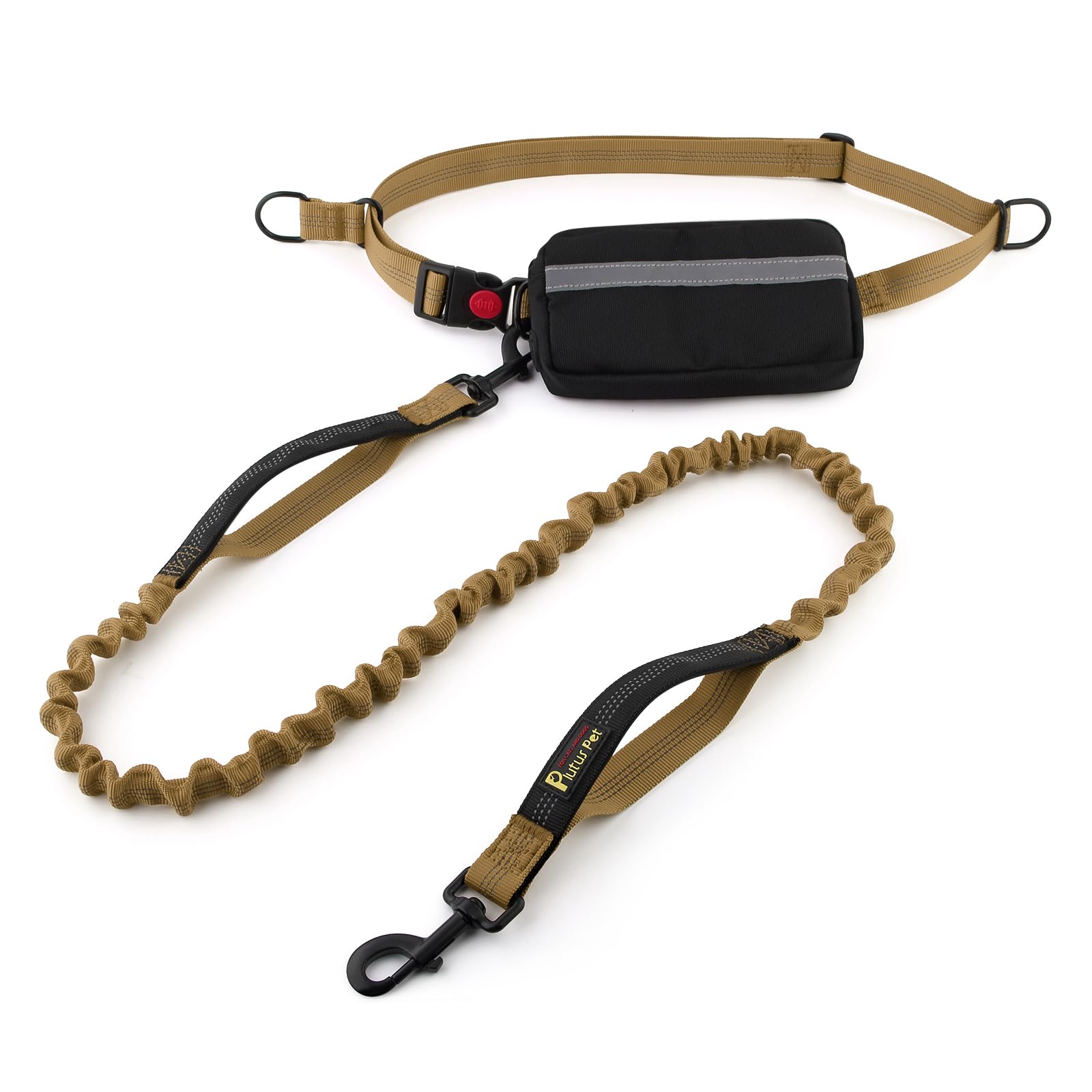 Plutus Pet Hands Free Dual Handle Retractable Bungee Leash With Reflective Stitches, Adjustable Waist Leash For Dog Walking, Run