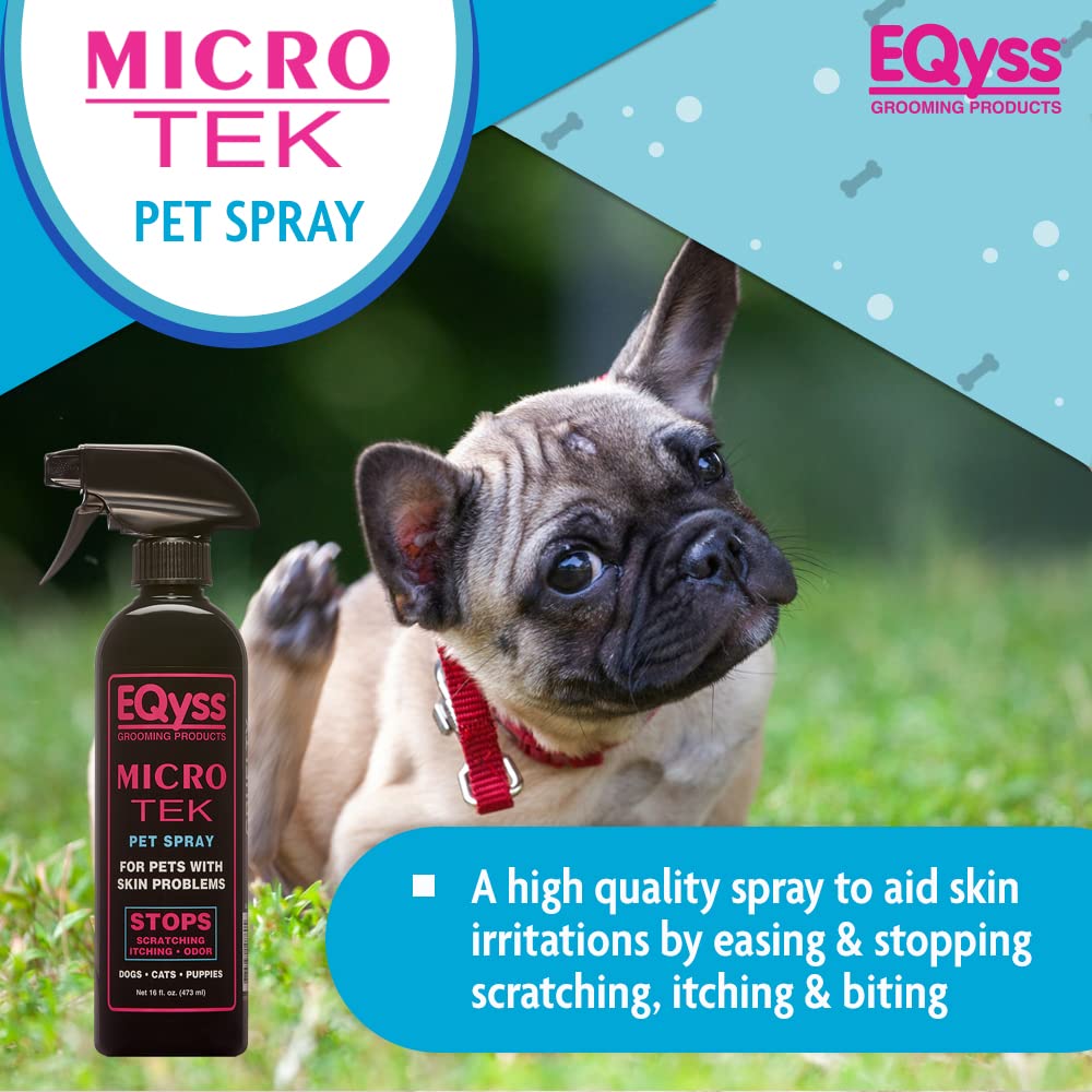 Eqyss Micro-Tek Itch Relief Spray for Pets - Soothes Skin, Stops Itching - 16 oz - Clear