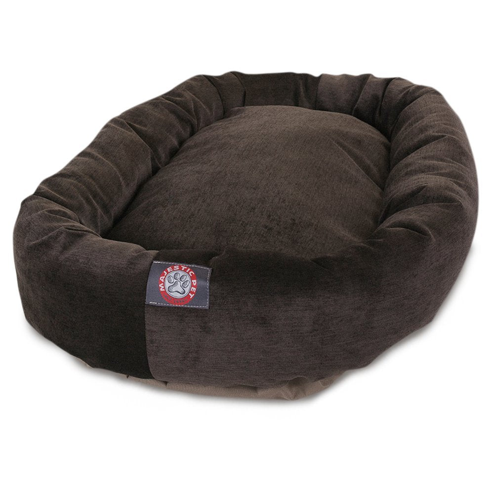 Majestic Pet Storm 24'' Micro Velvet Dog Bed, Soft Round Pet Bed With Spine Support, Water Resistant, Machine Washable, 24X19X7 