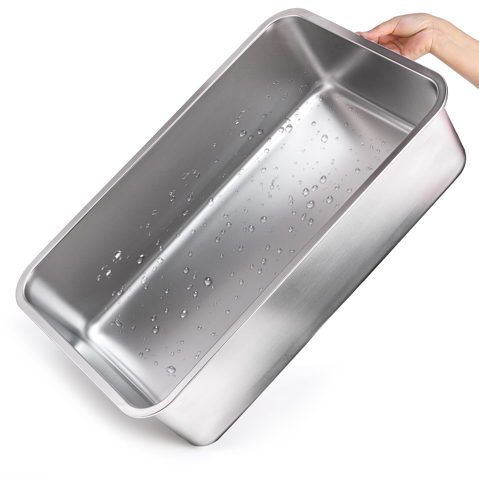 Lawei Large Stainless Steel Cat Litter Box - Metal Pan Tray With High Sides For Kitten Rabbit - Easy To Clean Pet Toilet, 23.5X1