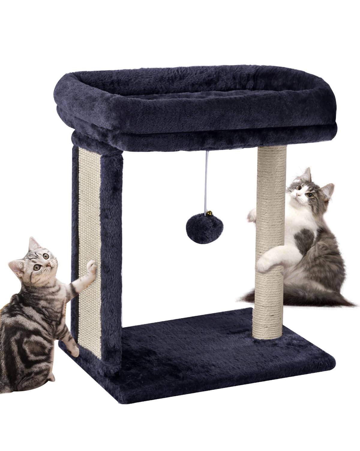 Syandlvy Samll Cat Tree With Scratching Board, Scratching Post With Perch For Indoor Cats, Cat Scratcher With 2 Dangling Balls, 
