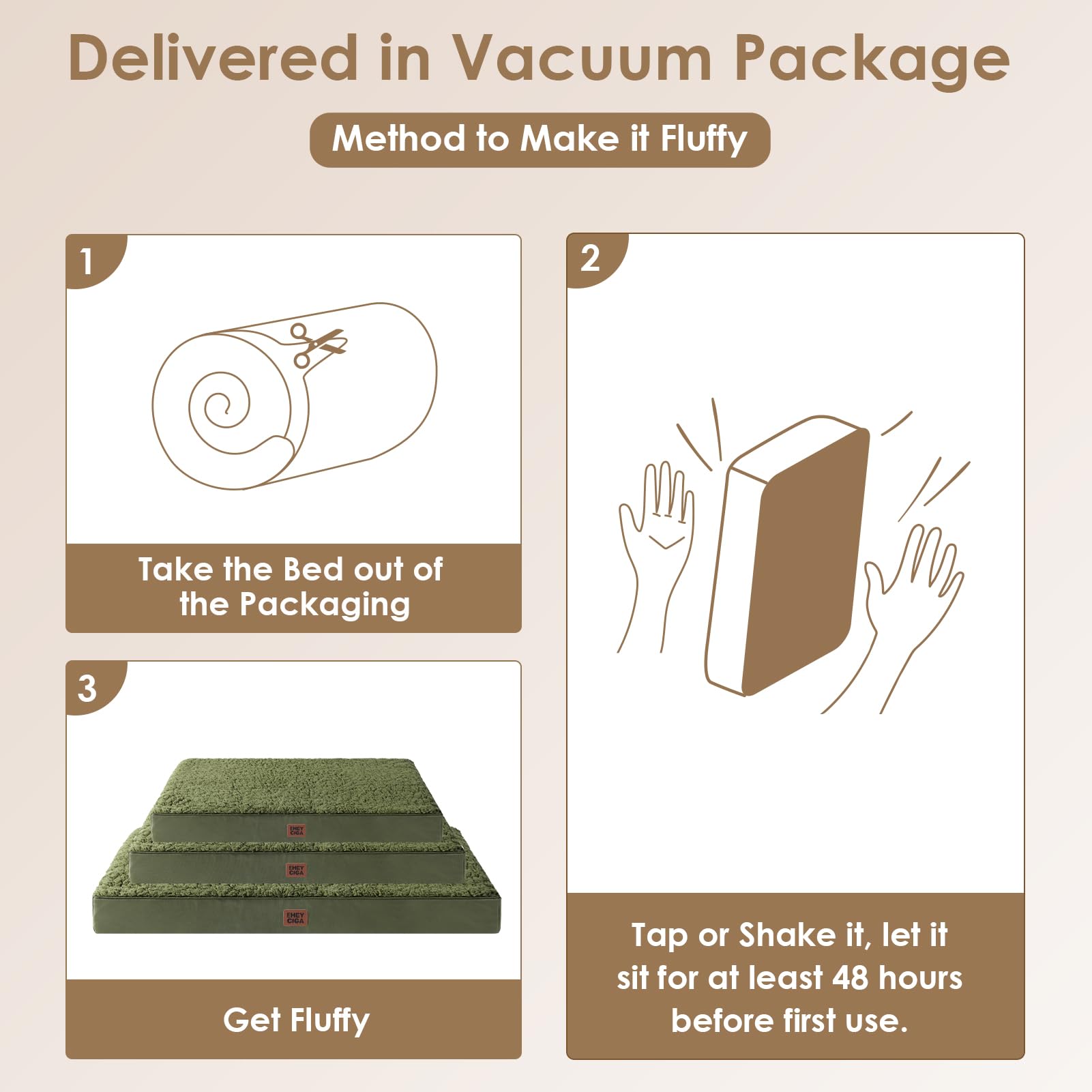 Eheyciga Orthopedic Foam Dog Bed, Medium, 30'L X 20'W X 3.5'Th, Dark Green