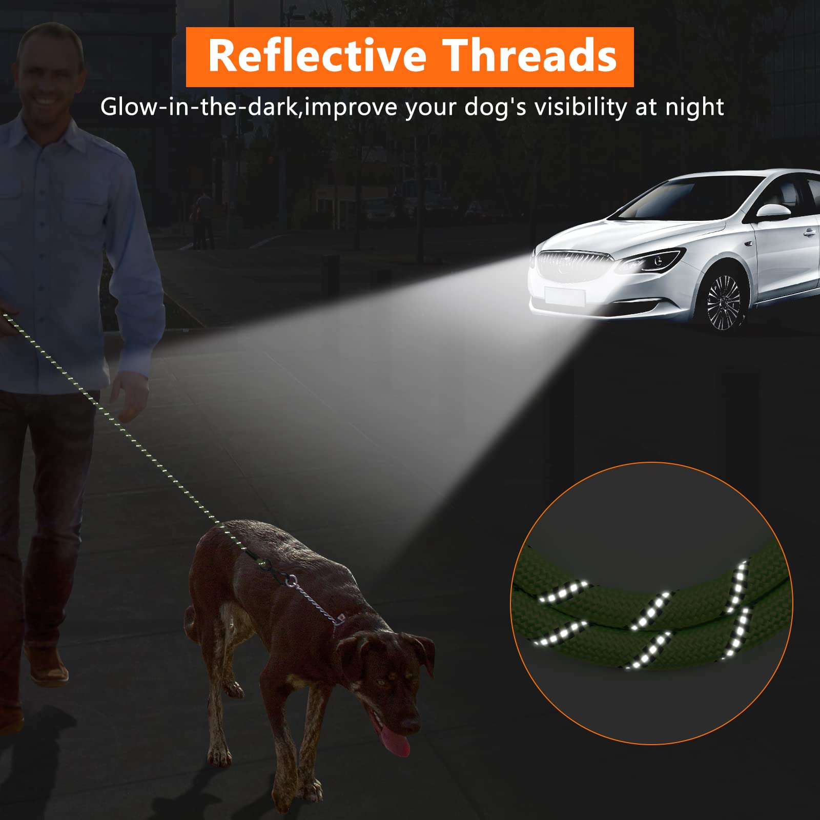 Ntr 8Ft Heavy Duty Dog Leash, Teal Rope Dog Leashes With Swivel Lockable Hook And Comfortable Padded Handle, Cat Puppy Leash Lead For Small Medium Large Dogs Training, Playing, Camping,Or Backyard