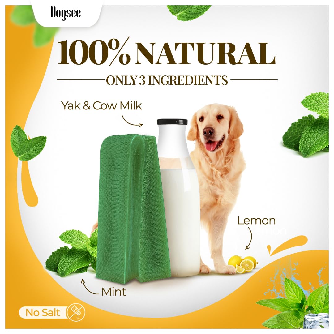 Dogsee Mint Flavor Himalayan Yak Chews for Dogs (Monster - 3 Bars) | Aid Digestion | Dog Chews for Teeth Cleaning | Odorless Dog