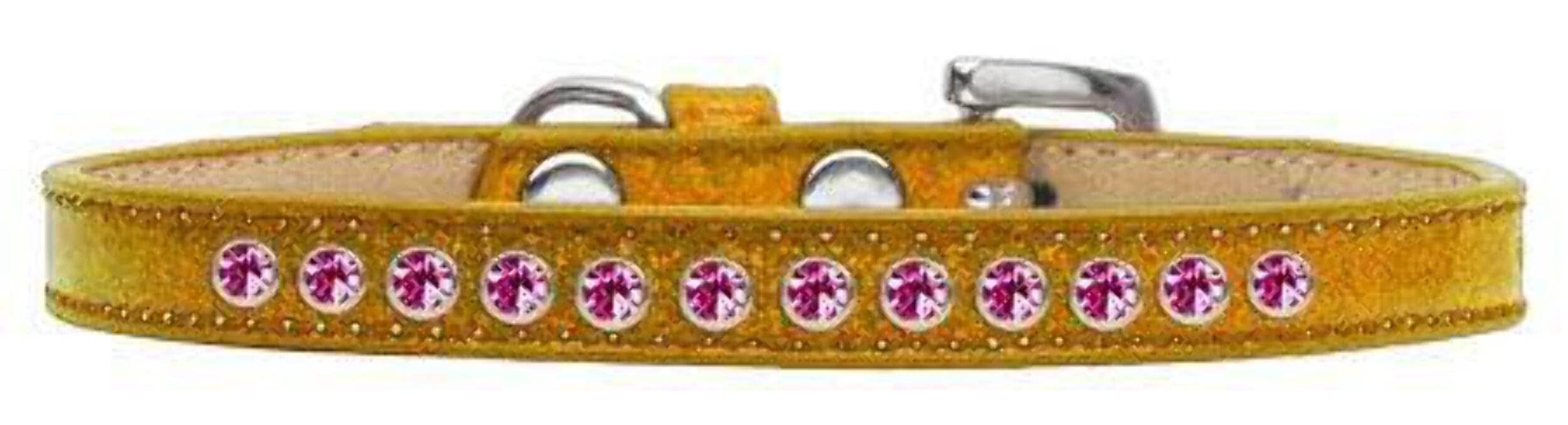 Dog, Puppy & Pet Ice Cream Collar, Bright Pink Crystal Rimsets Emerald Green 12