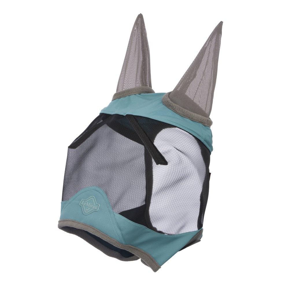 LeMieux Horse Visor-Tek Half Fly Mask with Soft Bamboo Lining - UV Protective & Breathable Mesh - Peony - X-Large