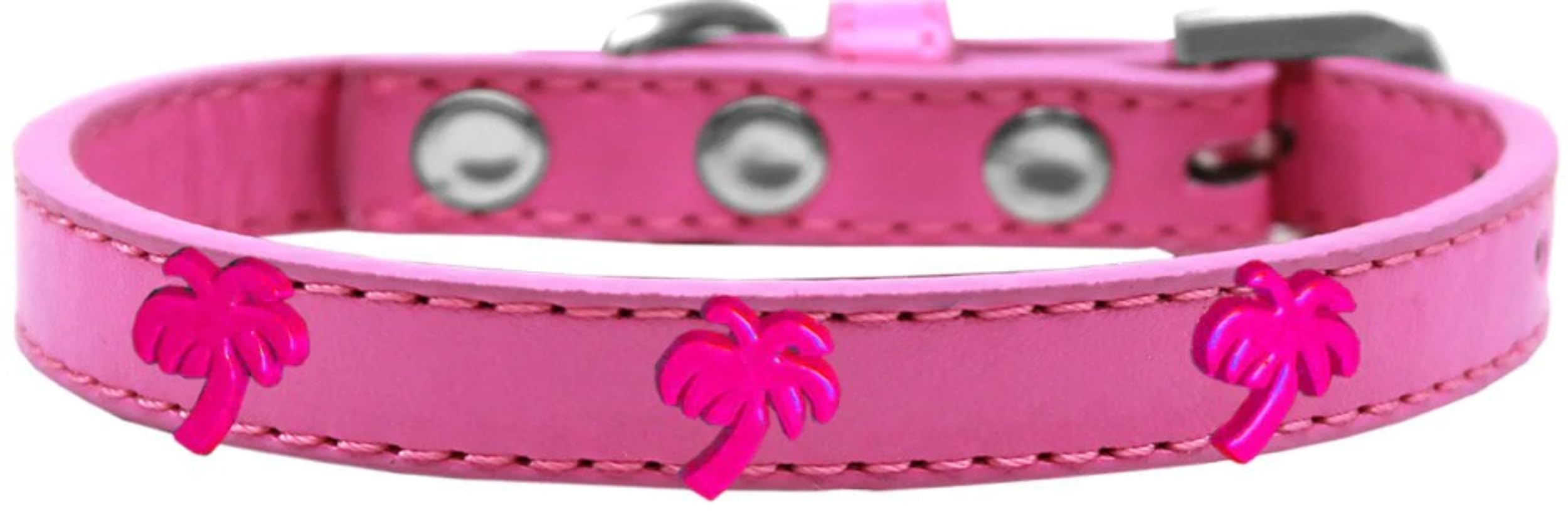 Dog, Puppy & Pet Widget Fashion Collar, Pink Palm Tree White 10