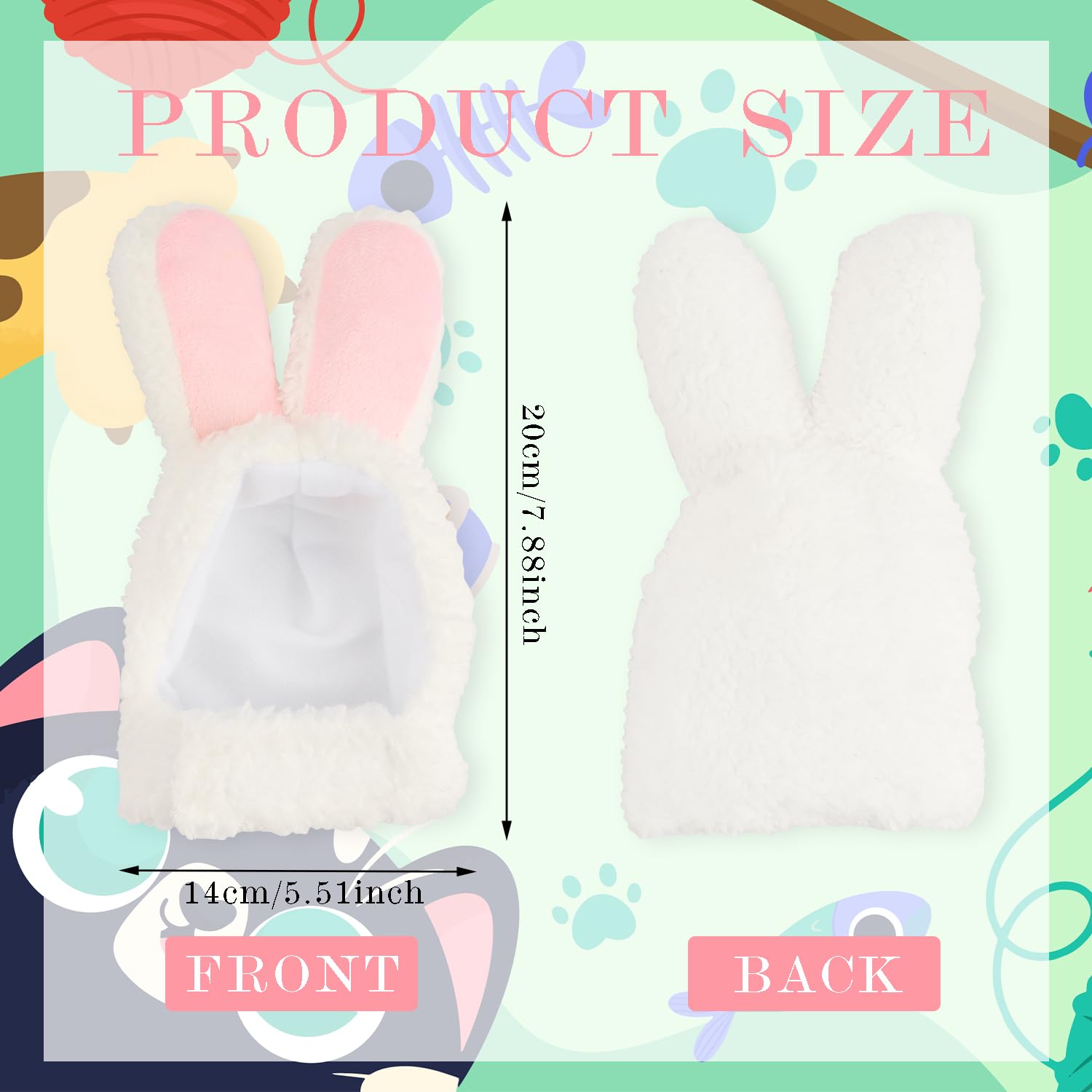 Hhdatc Cute Cat Hat Costum Bunny Rabbit Hat With Ears For Cats & Small Dogs