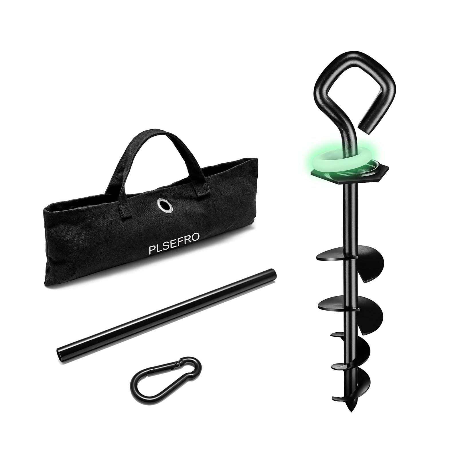 PLSEFRO Dog Tie Out Stake for Outdoor Adventures - Glow in The Dark, Heavy Duty - for Large Dogs Up to 210 lbs, Rust-Proof, Dura
