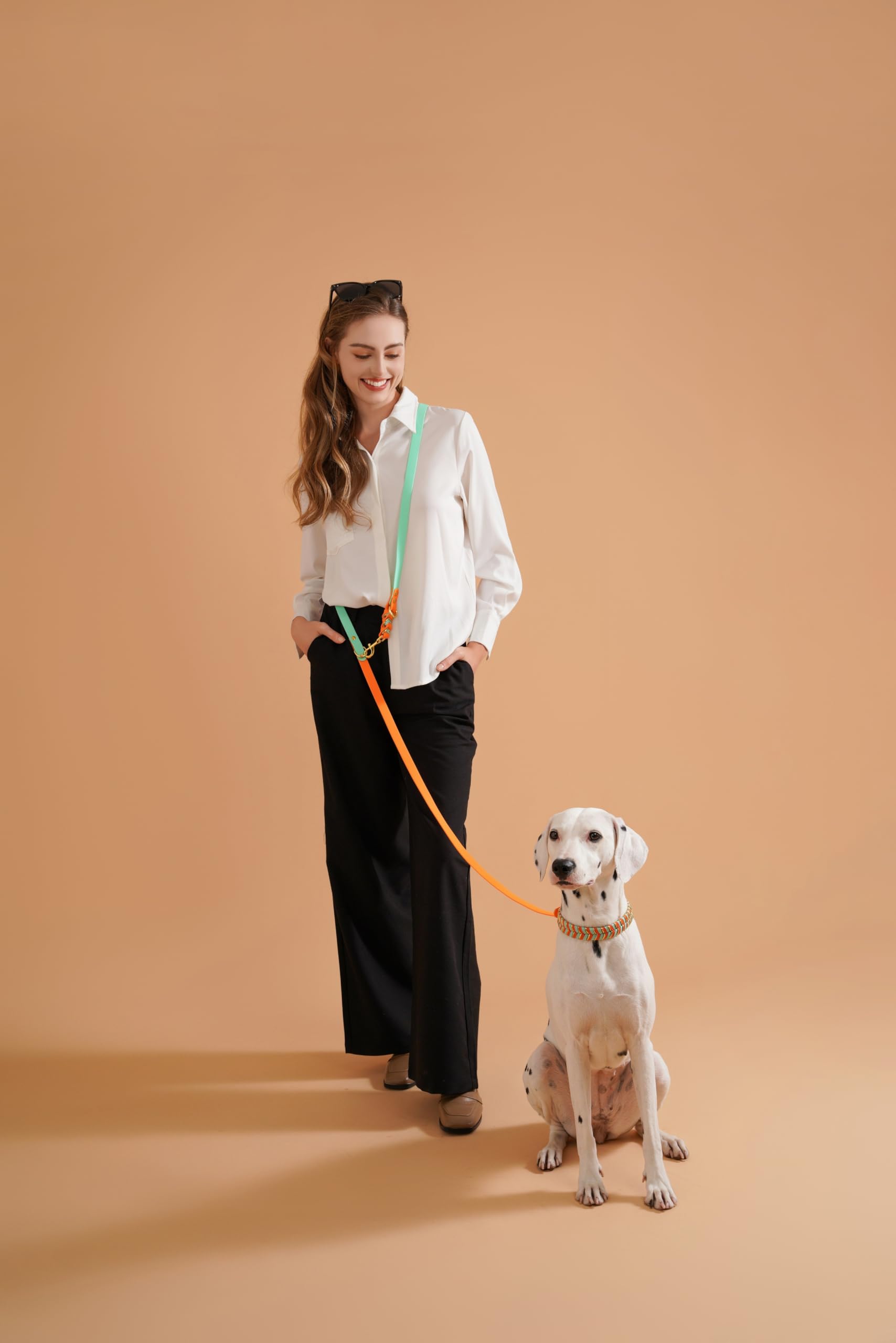 Albcorp Braided Hands-Free Dog Leash - Small & Medium Sizes, 7.2 ft Long - PVC Coated, Adjustable for Cross-Body, Waist, or Hand