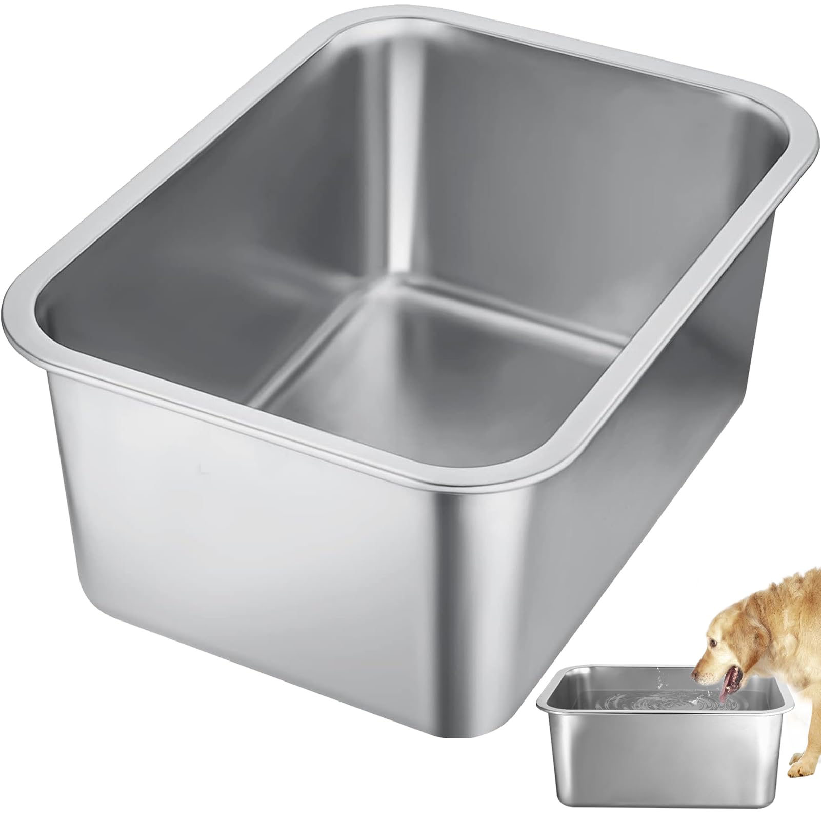 4 Gallons Extra Large Dog Bowls - High Capacity Food Grade Stainless Steel Dog Water and Food Bowl No Spilling, Durable for Mult