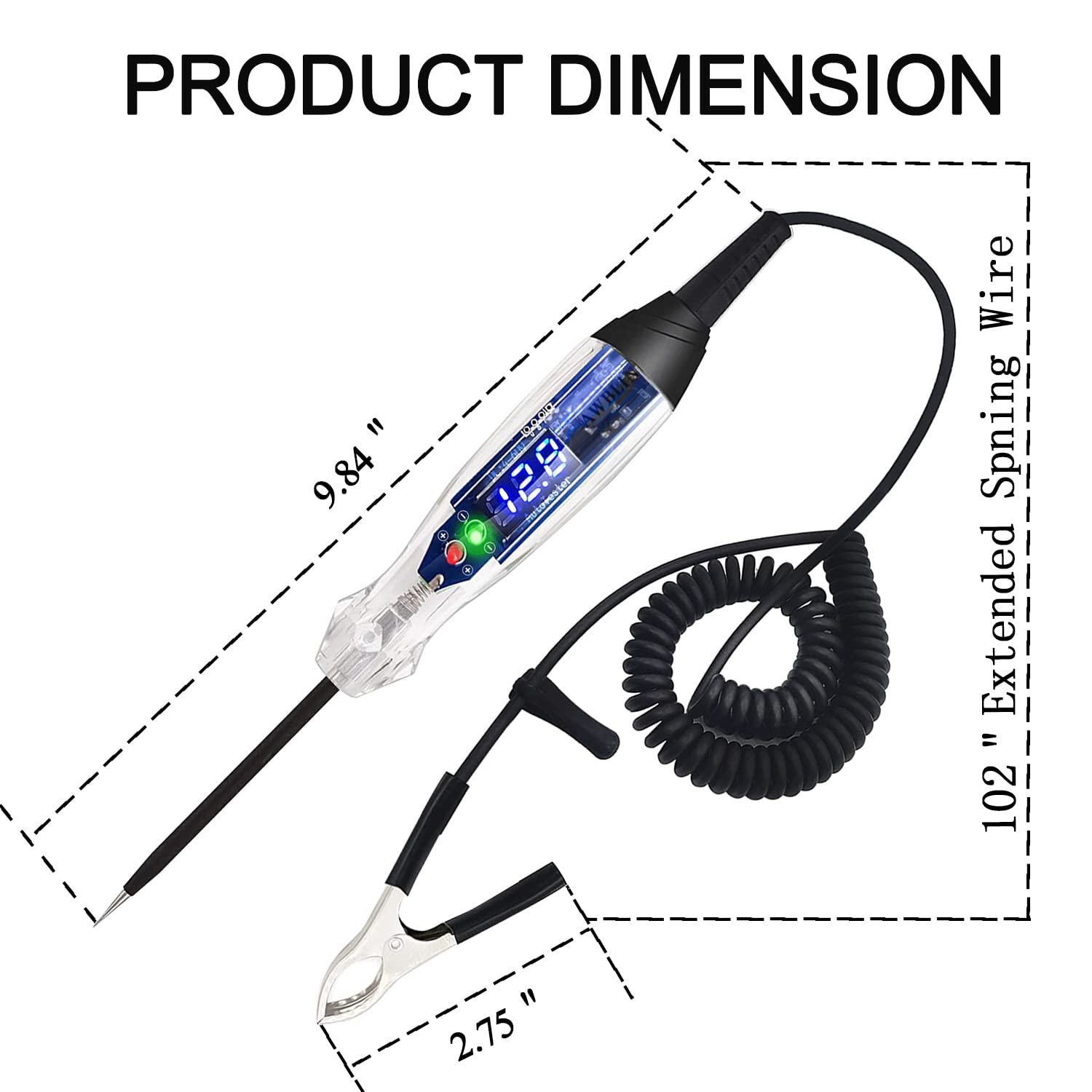 Awblin Upgraded Automotive Buzzer Test Light 4-60V Dc Digital Led Circuit Tester, Heavy Duty Light Tester With Voltmeter, Auto B
