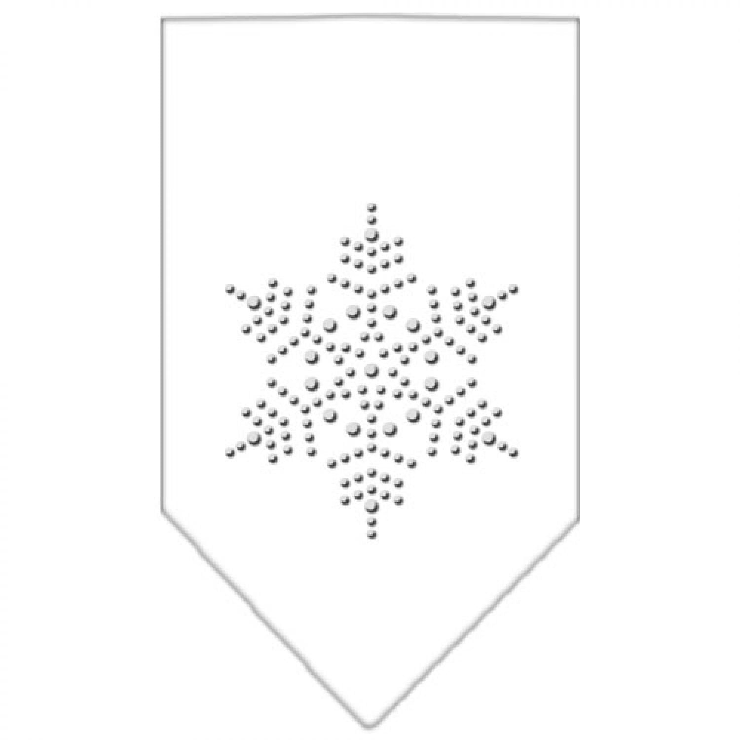 Christmas Pet and Dog Bandana Rhinestone, "Snowflake" White Small