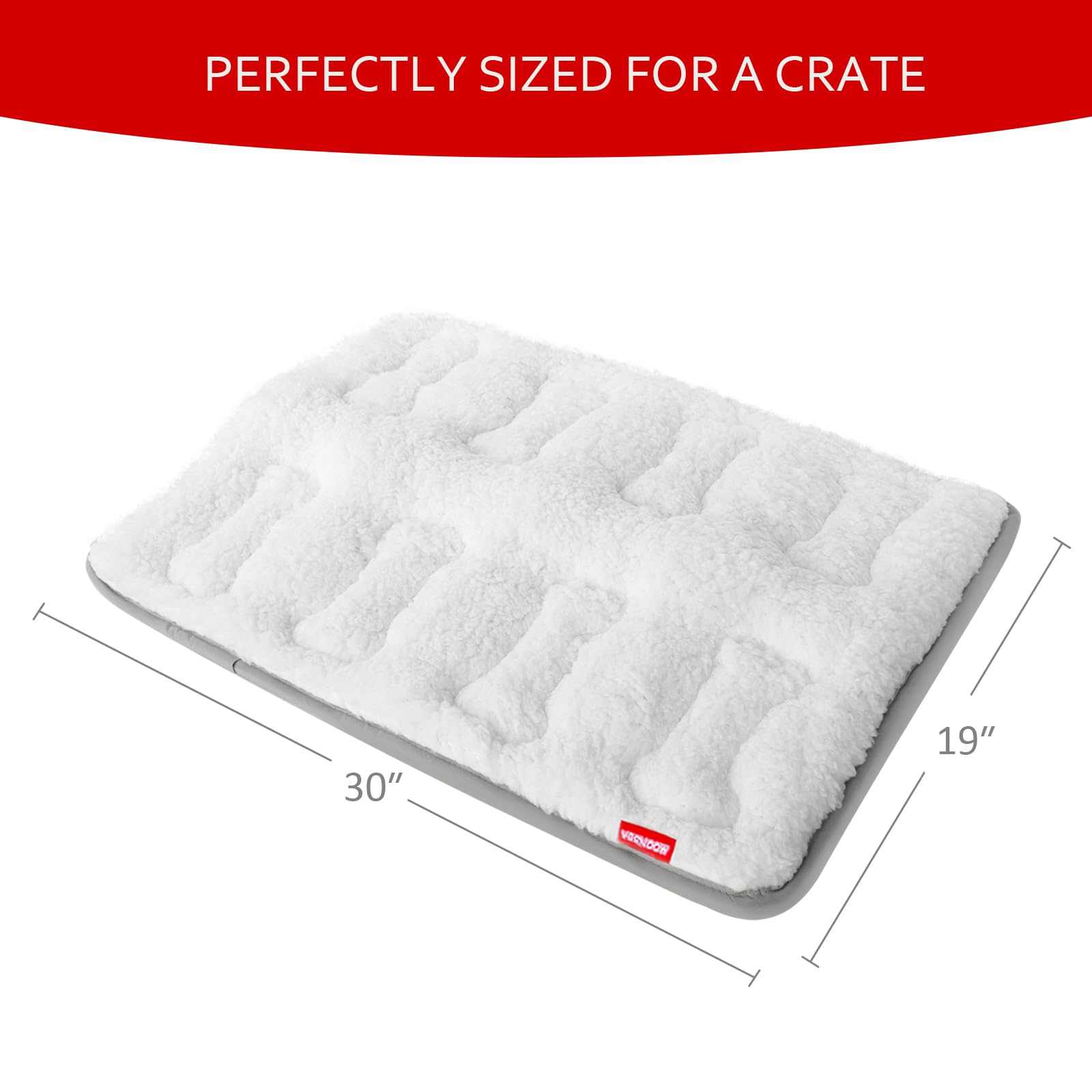 Dog Bed Crate Mat(30'' X 19''), Soft Plush Dog Bed Pad Machine Washable Crate Pad, Dog Sleeping Mat with Anti Slip Bottom