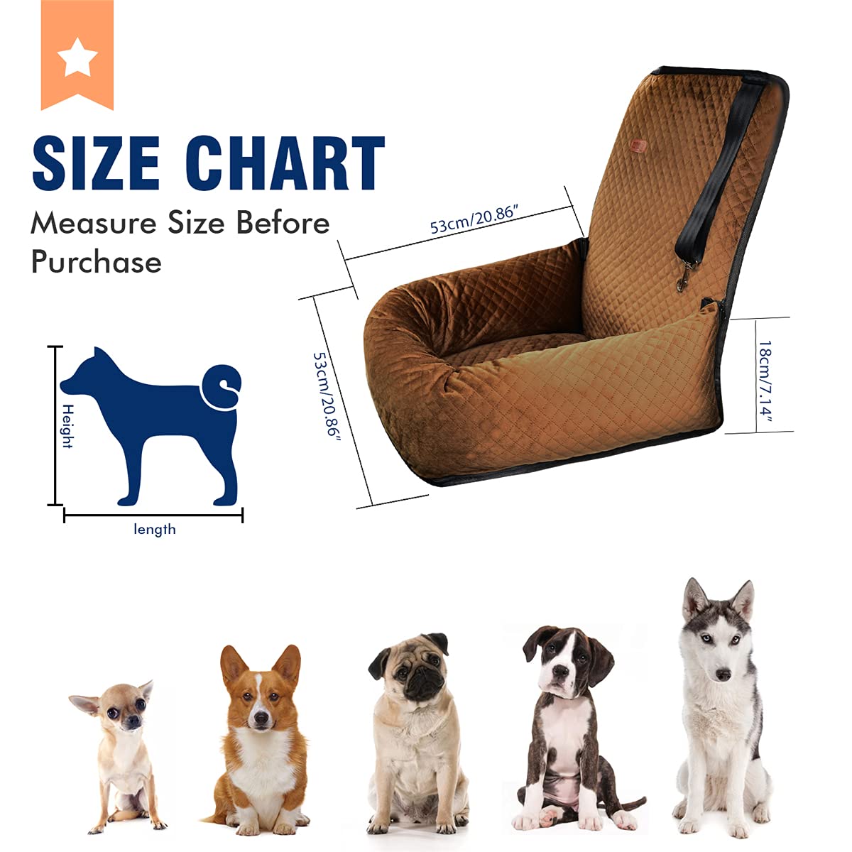Bcochao Dog Car Seat Pet Booster Seat Pet Travel Safety Car Seat,The Dog Seat Made Is Safe And Comfortable, And Can Be Disassembled For Easy Cleaning (Brown)