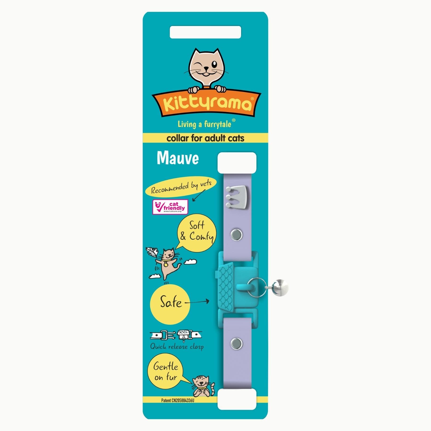 Kittyrama Mauve Cat Collar With Bell. Cat Friendly Award Winner. Approved By Vets And Cat Experts. Breakaway Cat Collars Quick R