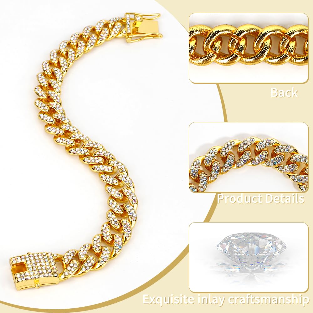 Gold Metal Wide Dog Collar - Chain For Large Dogs