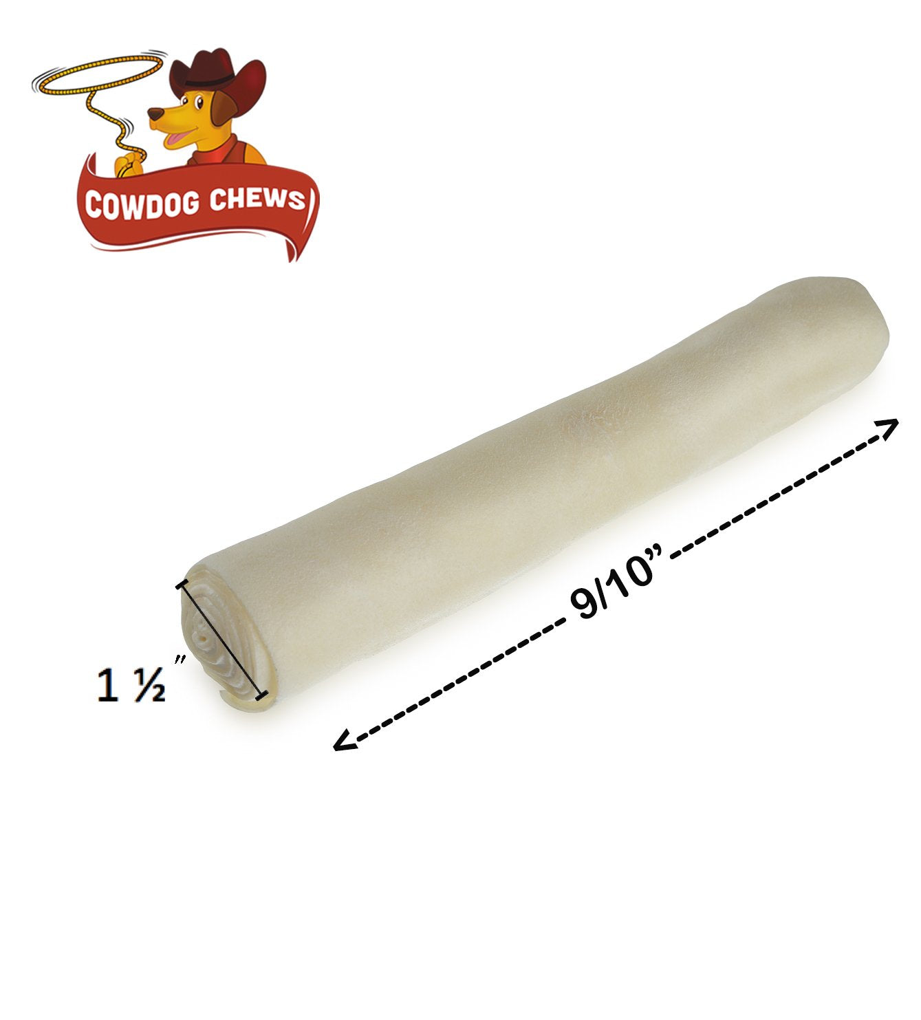 Cowdog Chews Retriever Roll 9-10 Inch All Natural Rawhide Product (80 Pack)
