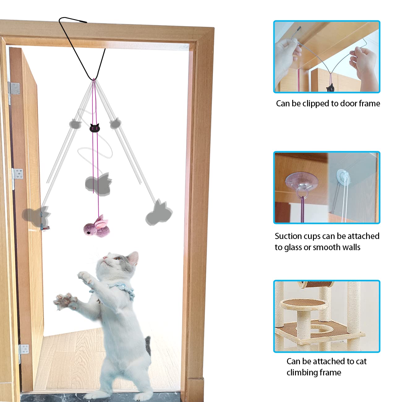 Zph Cat Toys Interactive For Indoor Cats,2Pcs Retractable Cat Wand Toys,9Pcs Teaser Toys&1Pcs Hanging Door Lure Cat Toy,Interactive Feather Toy For Teaser Play And Chase Exercise With Kitten