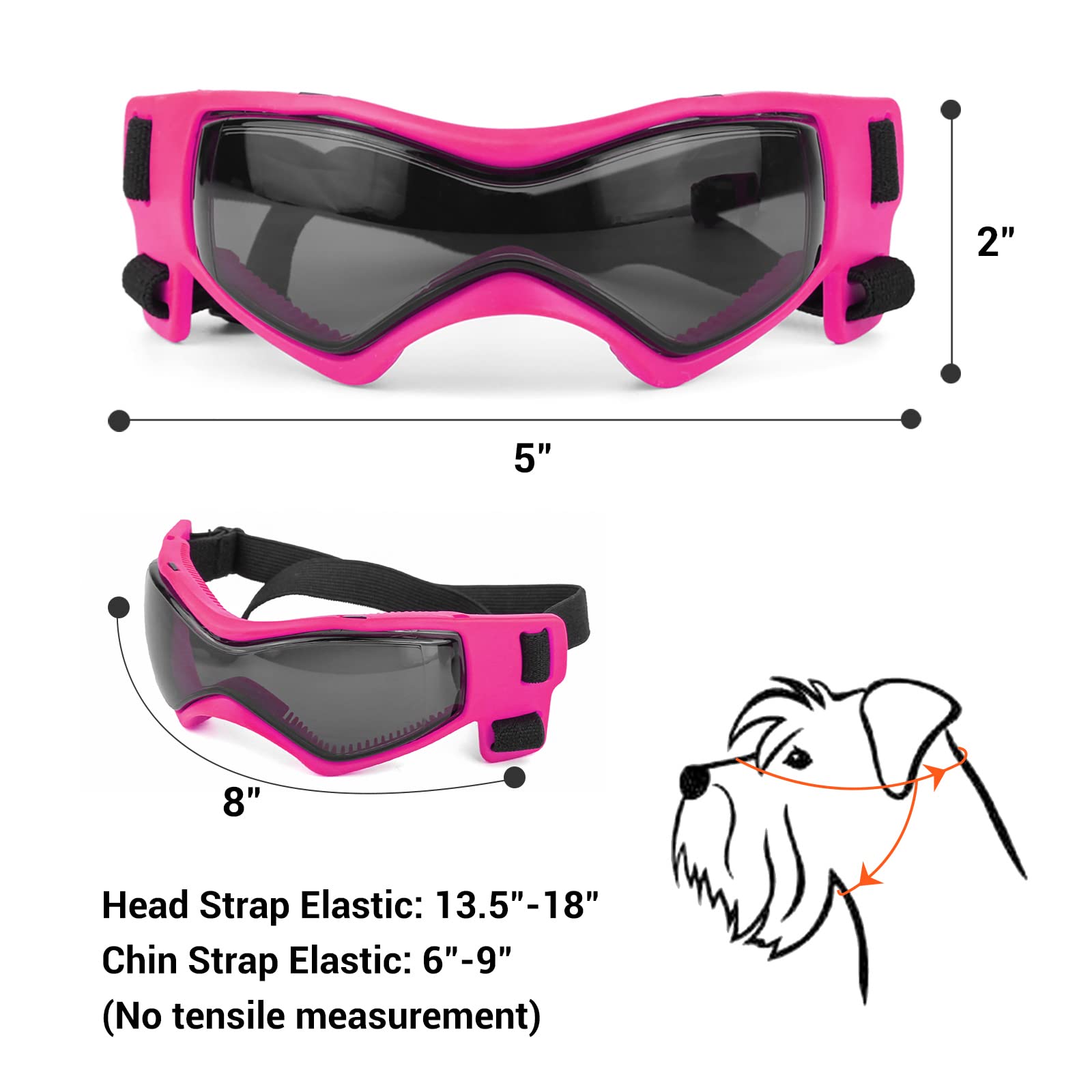 Petleso Dog Goggles Small Breed, Uv Protection Dog Sunglasses Medium Breed Dog Goggles For Medium Dog Outdoor Riding Driving, Medium Pink