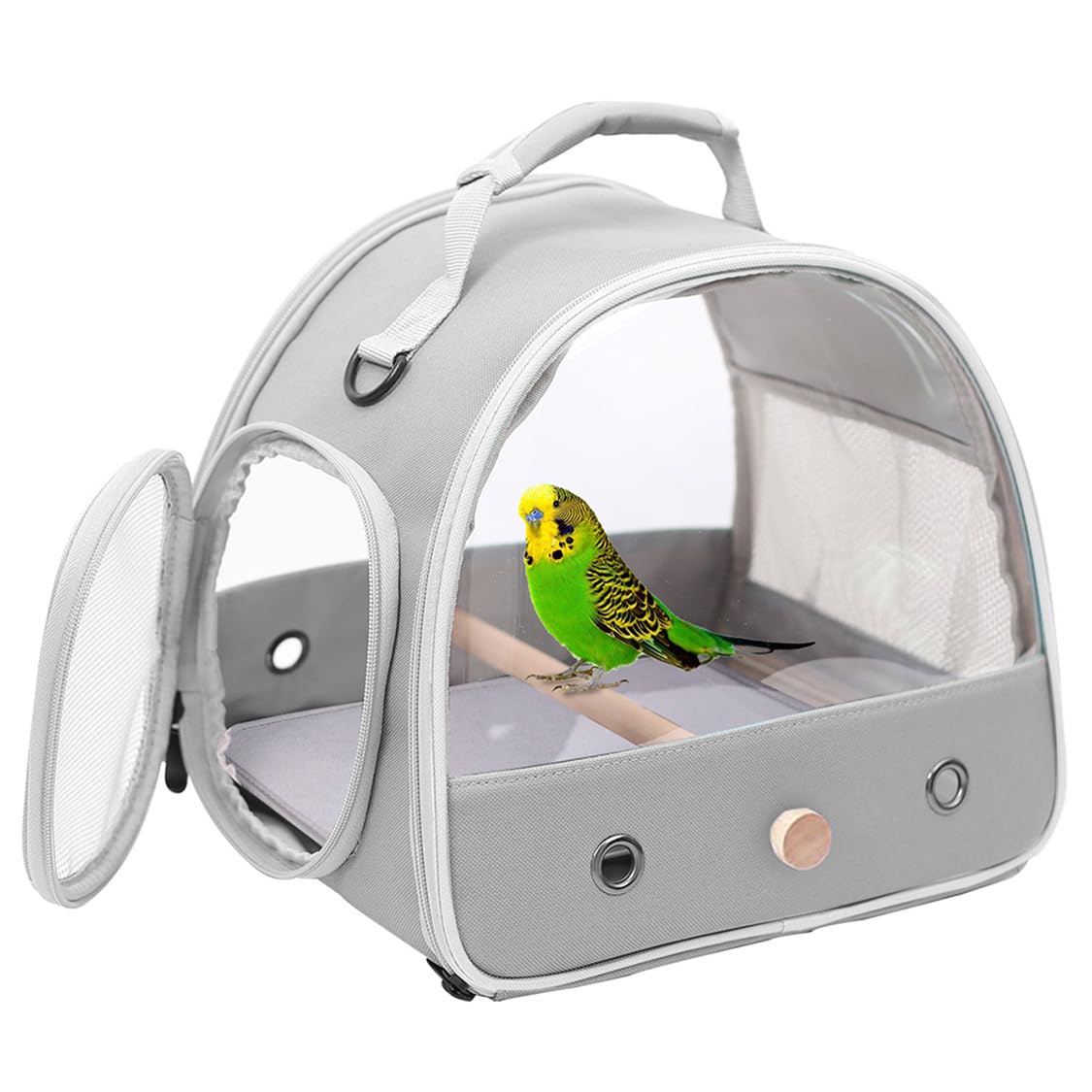 Bird Travel Carrier Cage, Portable Small Bird Parrot Parakeet Carrier with Standing Perch and Soft Mat, Side Access Window Colla