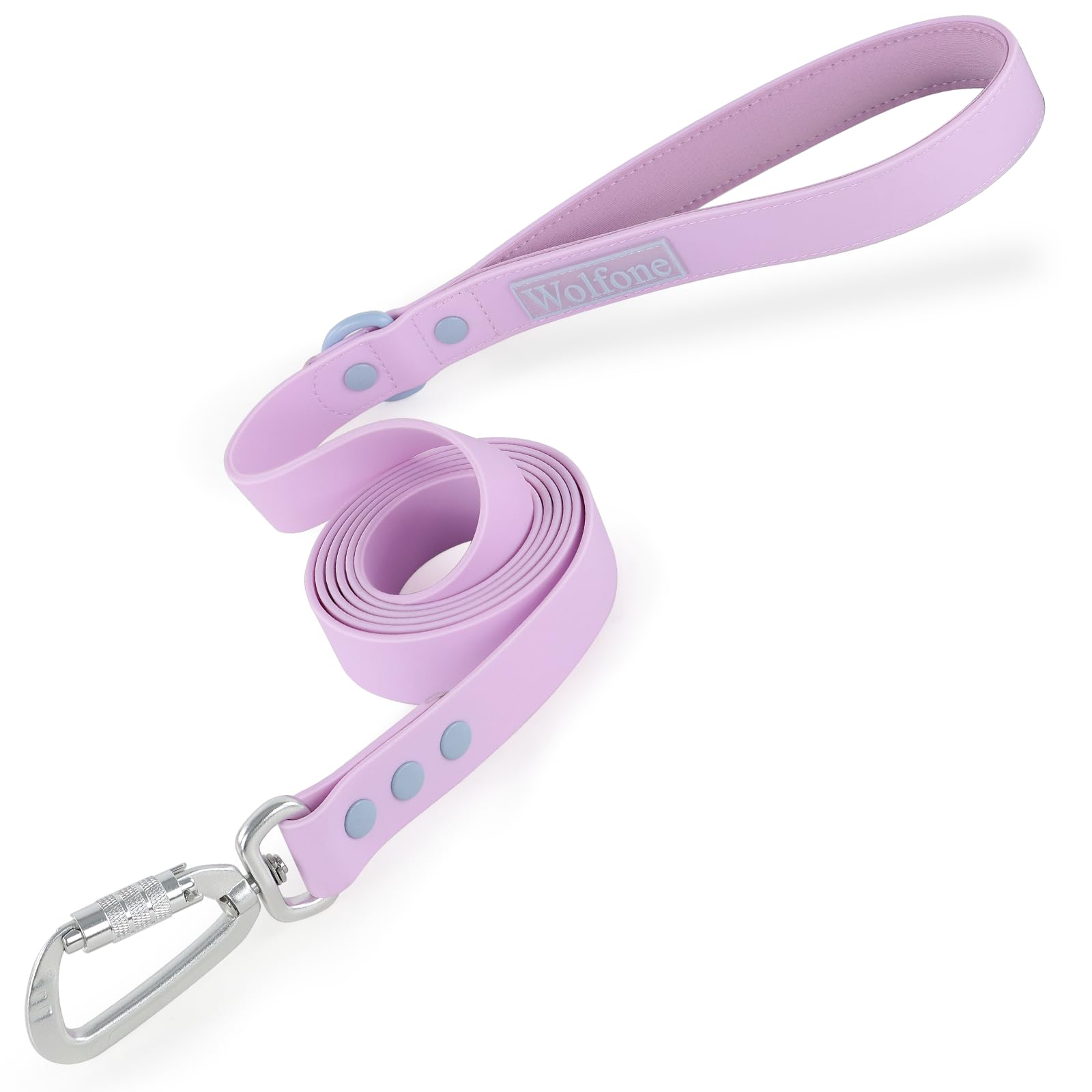 Wolfone 6Ft Safety Auto-Lock Carabiner Dog Leash Soft Handle Waterproof Cute Colored Leash For Dogs Sweet Lilac