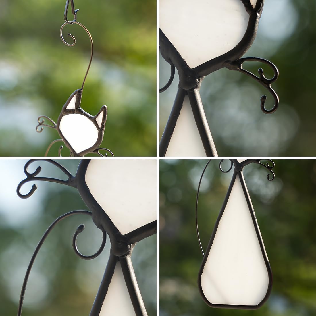 Boxcasa White Cat Stained Glass Window Hanging - Handcrafted Suncatcher For Cat Lovers - Home Decor Gifts For Women - Living Roo