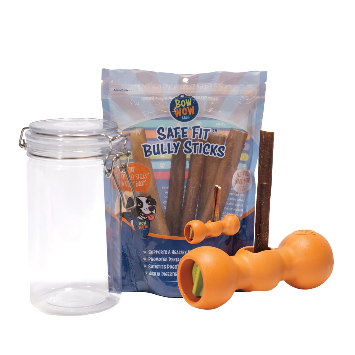 Bow Wow Labs New Bow Wow Buddy Starter Kit - Anti-Choking Bully Stick Safety Device for Dogs (L)