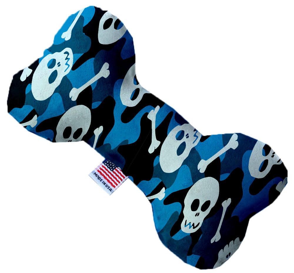 Pet and Dog Plush Heart or Bone Toy, &quot;Skulls Group&quot; (Available in different sizes, and 12 different pattern options!) Blue Camo Skulls 6&quot; Plush Bone