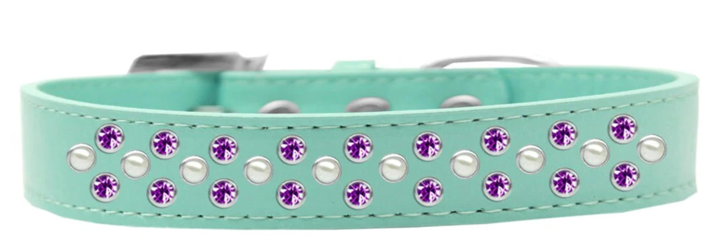 Dog, Puppy & Pet Fashion Collar, Pearl and Purple Crystal Rimsets Sprinkles Aqua 18