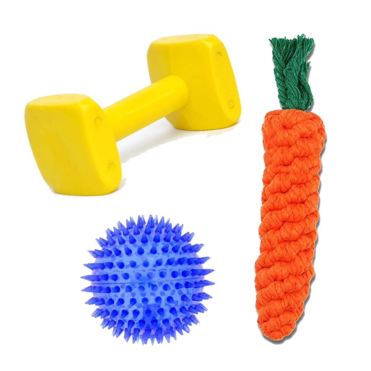YOUHAVEDEAL Dog Chew Toys Combo for Puppies  Rope Toys, Dumbbell & Spike Ball for Small & Medium Dogs | Teething & Interactive 