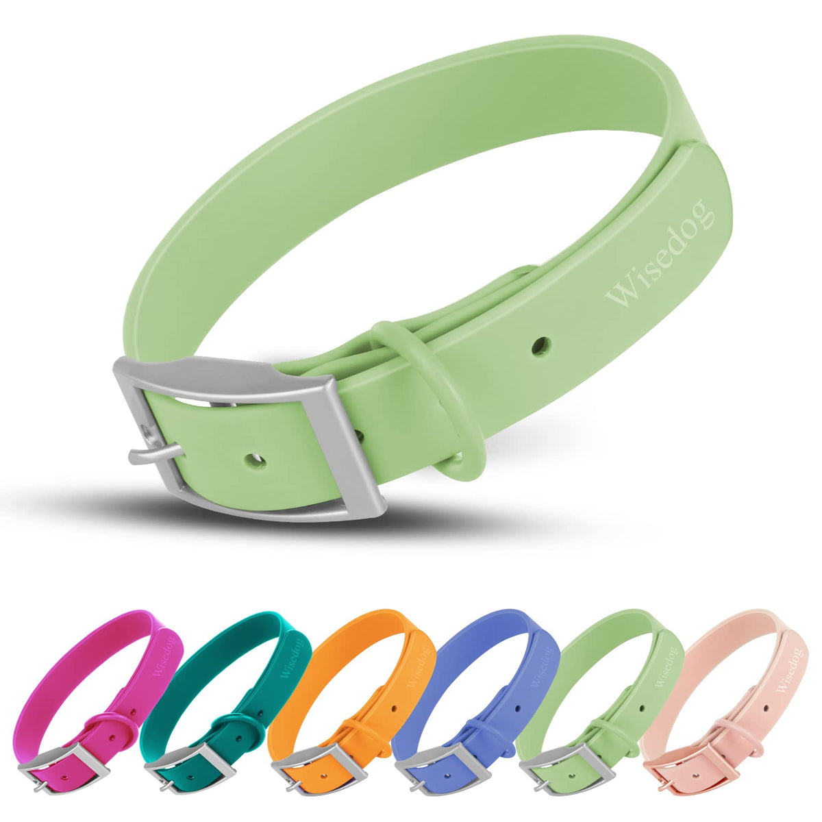 Wisedog Waterproof Dog Collar: Multiple Adjust 8.5” To 32.6”, Soft Rubber Coated Webbing, Easy To Clean, For Small Medium Large Dogs (Xl(Length:18'-23.6'; Width:1'), Mint Green)