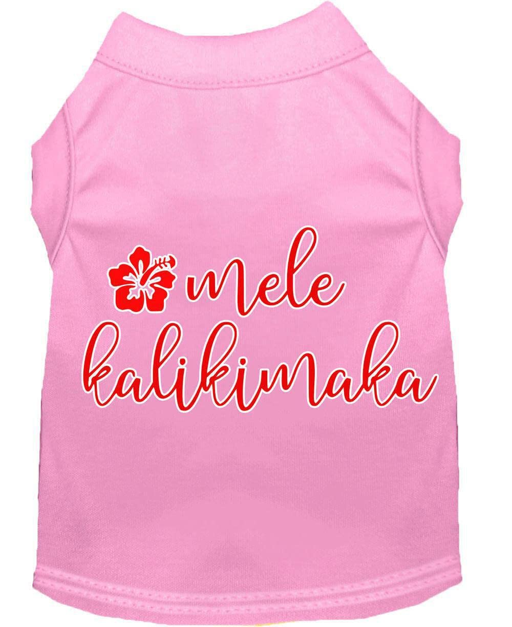 Christmas Pet Dog & Cat Shirt Screen Printed, &quot;Mele Kalikimaka&quot; Light Pink MD (6-10 lbs.)