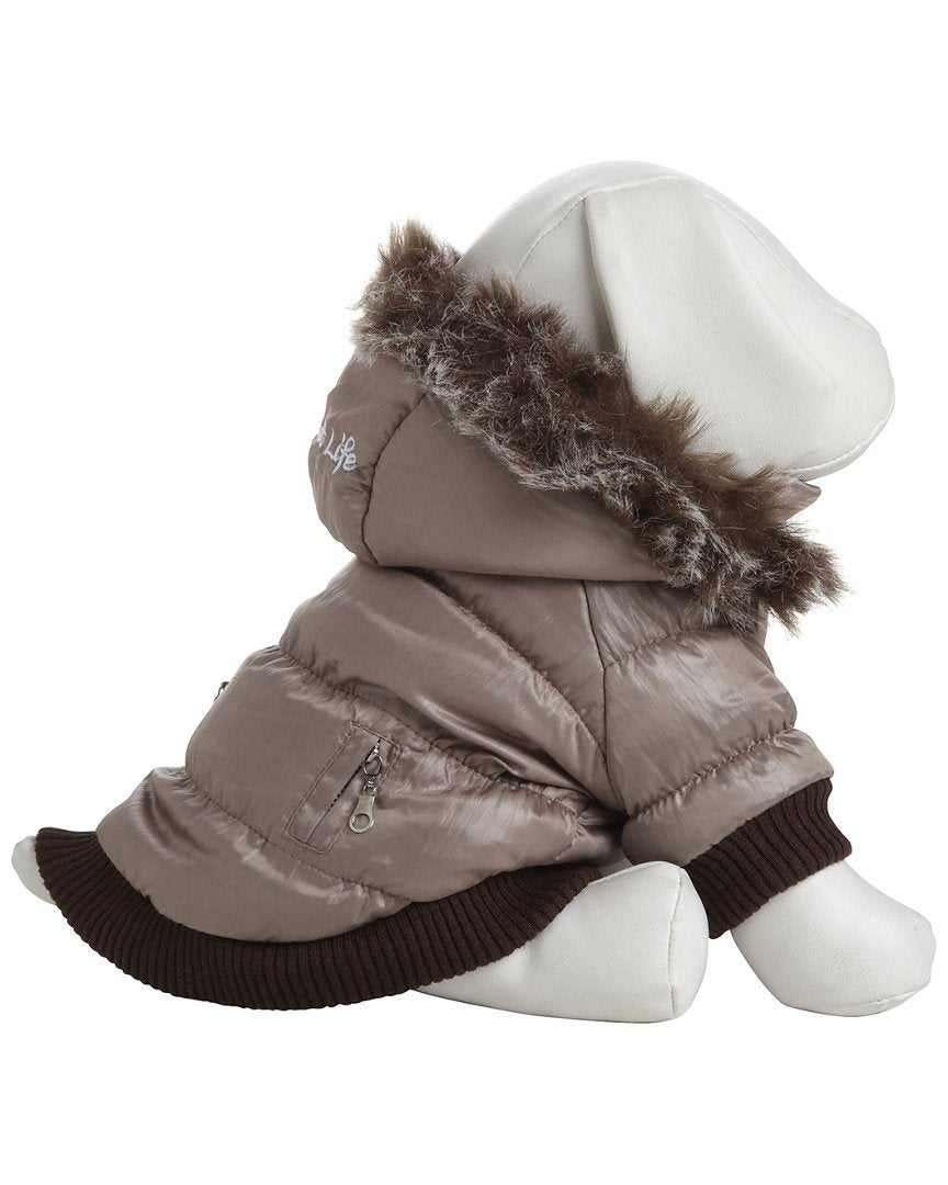 Pet Life Ski Parka, Metallic Grey, Medium