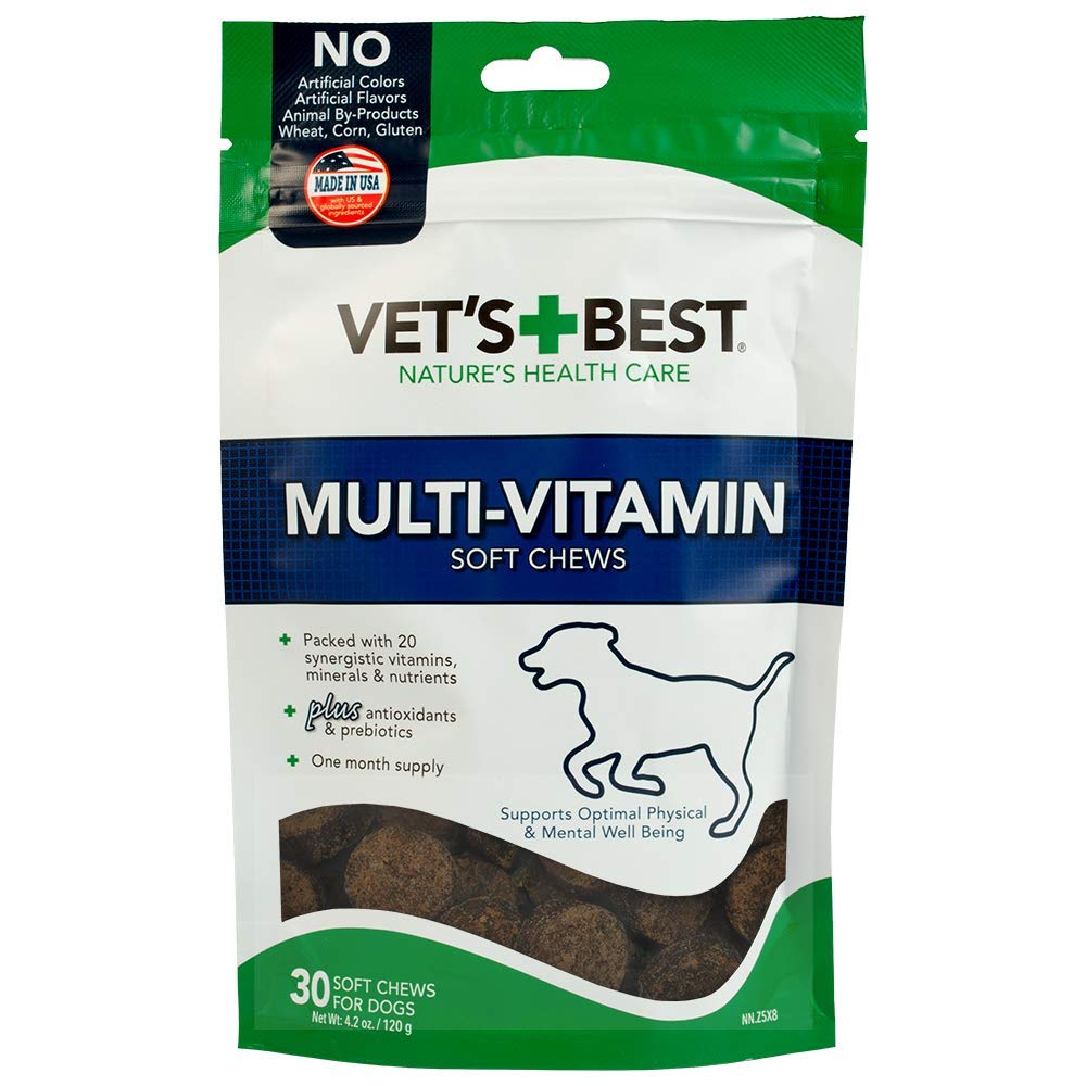 Vets Best Multi-Vitamin Soft Chew Dog Supplements | Vitamins for Dogs | Supports Dogs Physical & Mental Health | 30 Day Supply