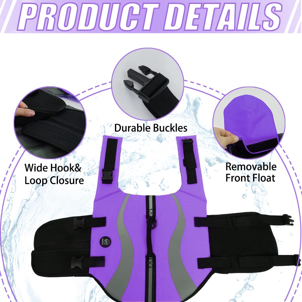 Emust Dog Life Vests, Adjustable Dog Life Jackets For Small Dogs With Enhanced Buoyancy, Small Dog Swim Vest With Durable Rescue