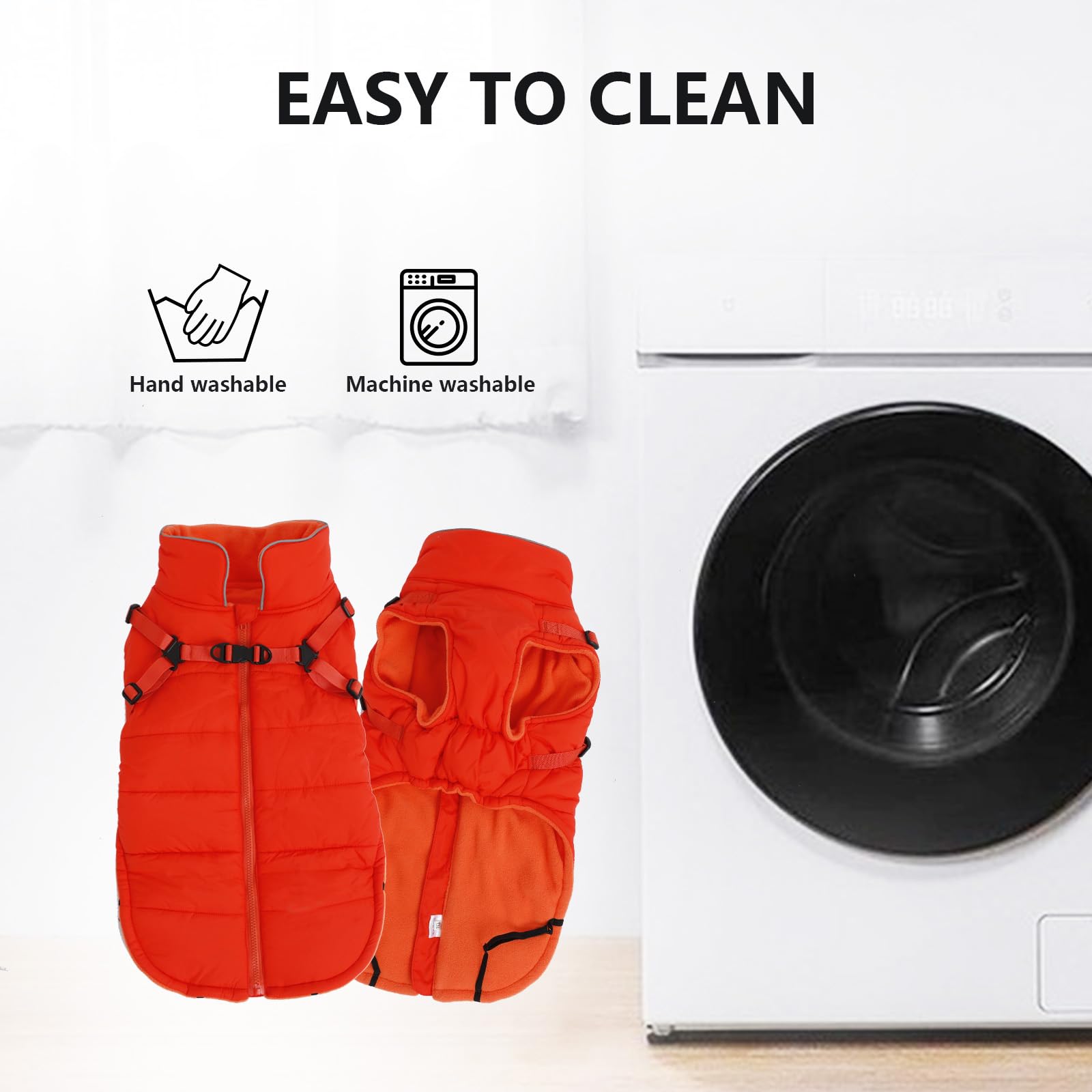 Geyecete Winter Warm Coat Waterproof Dog Winter Jacket With Harness Traction Belt,Windproof Pet Outdoor Jacket Dog Autumn- Can Be Personalized-Orange-S